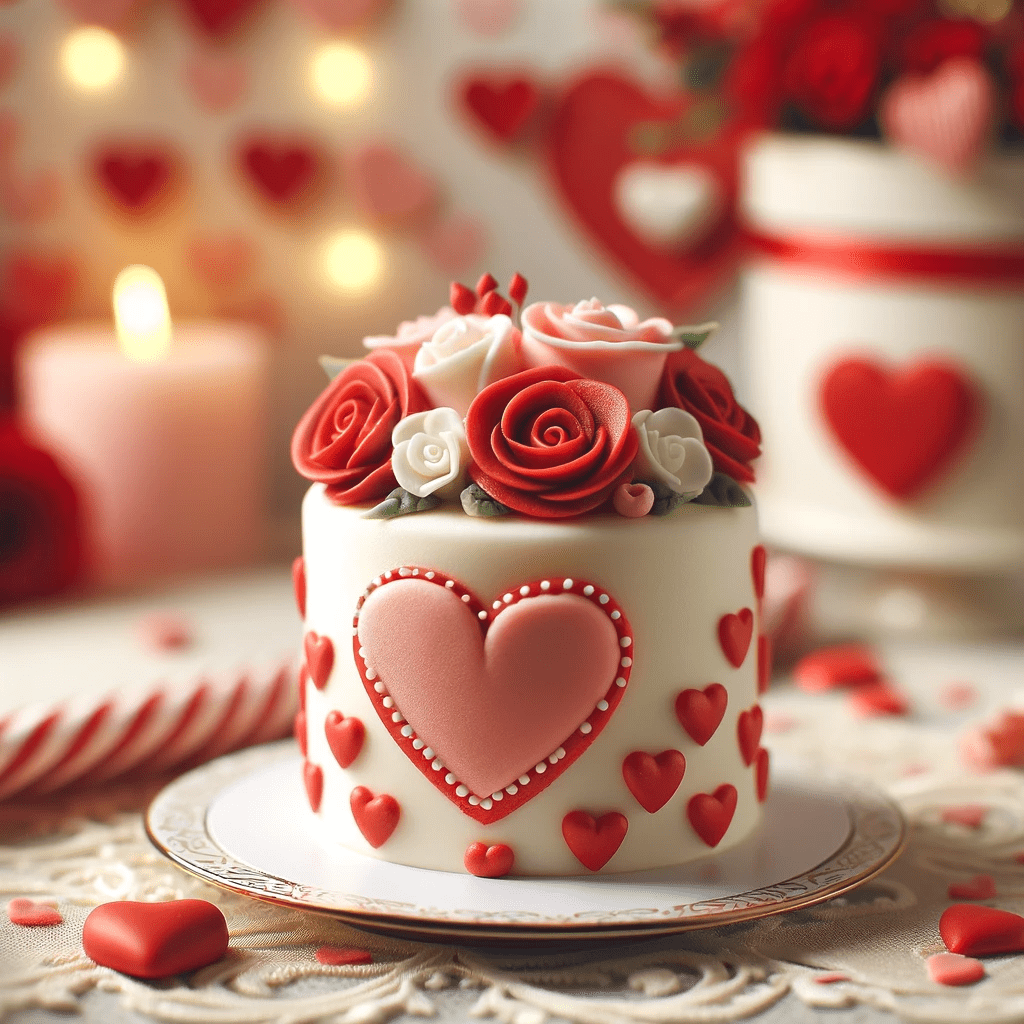 کیک ساده ولنتاین با طرح قلب